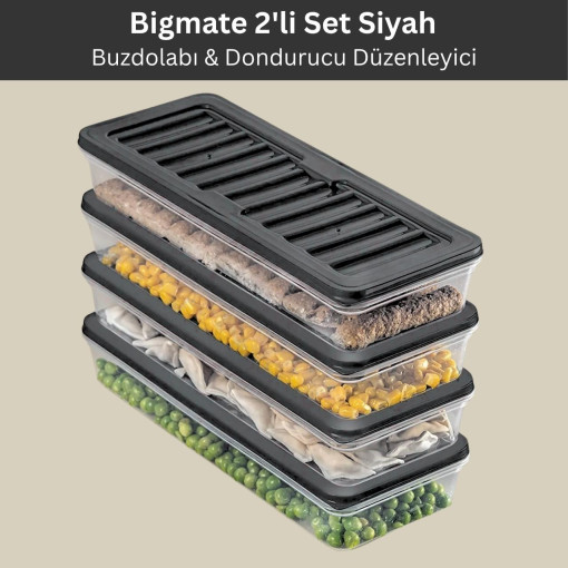 bigmate 2'li Şeffaf Saklama Kabı 2x1 Lt BGMT1115 Mikrodalga Buzdolabı ve Dondurucu Uyumlu Düzenleyici bigmate 2'li Şeffaf Saklama Kabı 2x1 Lt BGMT1115 Mikrodalga Buzdolabı ve Dondurucu Uyumlu Düzenleyici