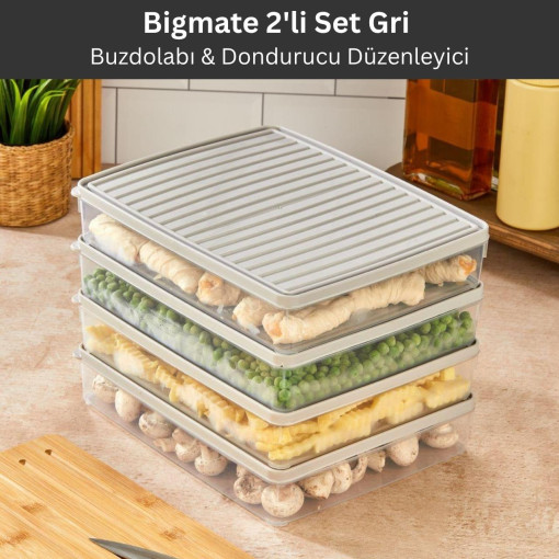 bigmate 2'li Şeffaf Saklama Kabı 2x2,5 Lt BGMT2225 Mikrodalga Buzdolabı ve Dondurucu Uyumlu Düzenleyici bigmate 2'li Şeffaf Saklama Kabı 2x2,5 Lt BGMT2225 Mikrodalga Buzdolabı ve Dondurucu Uyumlu Düzenleyici
