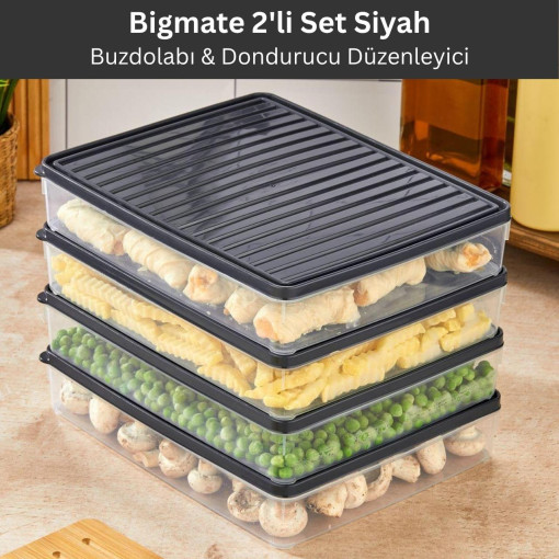 bigmate 2'li Şeffaf Saklama Kabı 2x2,5 Lt BGMT2225 Mikrodalga Buzdolabı ve Dondurucu Uyumlu Düzenleyici bigmate 2'li Şeffaf Saklama Kabı 2x2,5 Lt BGMT2225 Mikrodalga Buzdolabı ve Dondurucu Uyumlu Düzenleyici