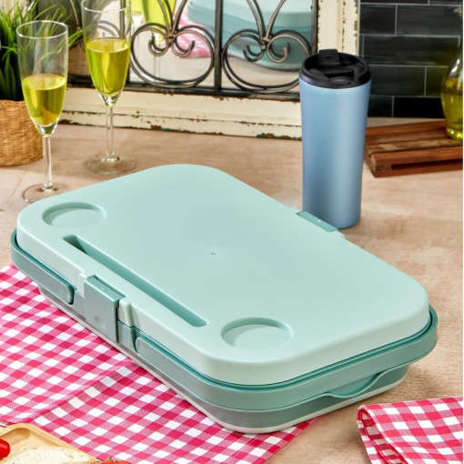 bigmate Portatif Katlanır Piknik Seti 25Lt Silikon Sepetli Masalı Piknik Sepeti