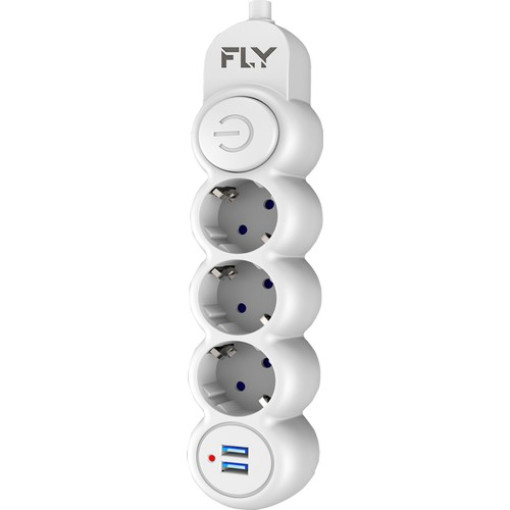 FLY FLY-3393-01 Akım Korumalı 3'lü Priz 2 USB 2m 2.1A Uzatma Kablosu FLY FLY-3393-01 Akım Korumalı 3'lü Priz 2 USB 2m 2.1A Uzatma Kablosu