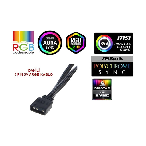 Frisby FCL-F1274C 4 x 120MM Argb 4'lü Fan Seti Kit Sessiz Rgb Kasa Fanı Frisby FCL-F1274C 4 x 120MM Argb 4'lü Fan Seti Kit Sessiz Rgb Kasa Fanı