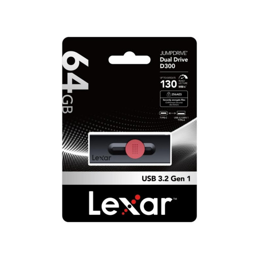 Lexar 64GB LJDD300064G-BNBNG DUAL TYPE-C AND TYPE-A USB 3.2 130MB/S Siyah Kırmızı Usb Bellek Lexar 64GB LJDD300064G-BNBNG DUAL TYPE-C AND TYPE-A USB 3.2 130MB/S Siyah Kırmızı Usb Bellek