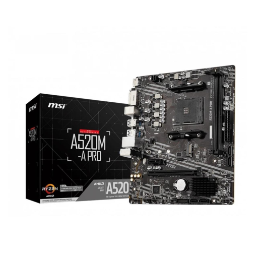 MSI A520M-A PRO AM4 DDR4 4600(OC) DVI HDMI M.2 USB3.2 mATX Anakart MSI A520M-A PRO AM4 DDR4 4600(OC) DVI HDMI M.2 USB3.2 mATX Anakart