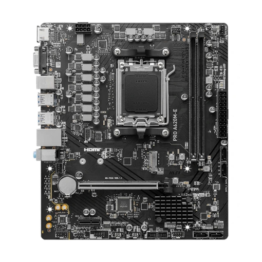 MSI PRO A620M-E AM5 DDR5 6800(OC) Ses Glan HDMI/VGA Sata3 Usb3.2 mATX Anakart MSI PRO A620M-E AM5 DDR5 6800(OC) Ses Glan HDMI/VGA Sata3 Usb3.2 mATX Anakart