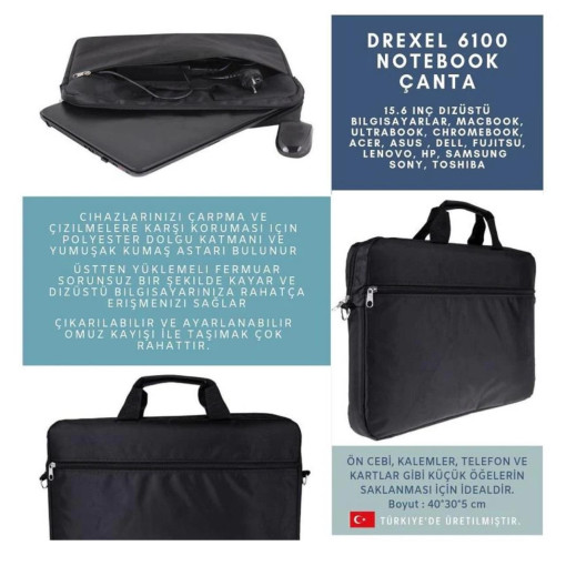 PLM Drexel 6100 15.6" Siyah Notebook Çantası PLM Drexel 6100 15.6" Siyah Notebook Çantası