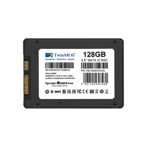 TwinMOS 128 GB 2.5" SATA3 (580Mb-550Mb/s) TLC 3DNAND Grey TM128GH2UGL SSD Disk